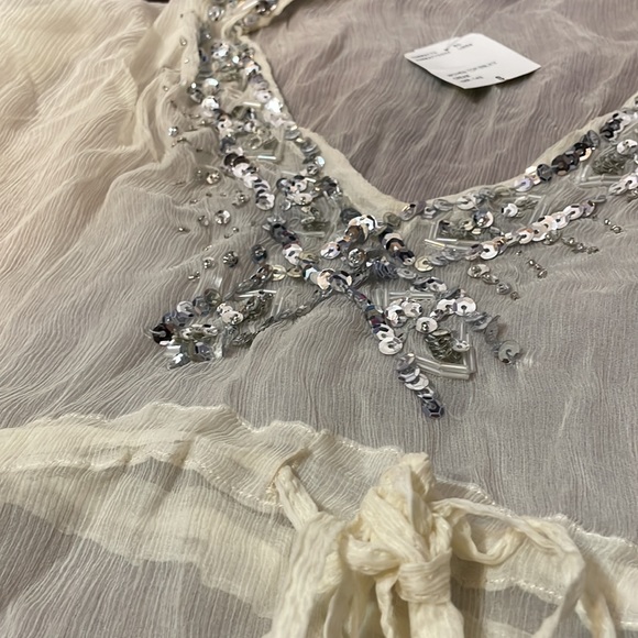 F21 100% Silk Sheer Top Bohemian 3/4 Bell Sleeves - Picture 5 of 10